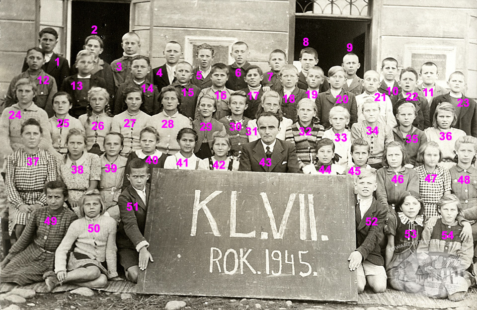Zakliczyn – zdjęcie klasowe 1945 – z archiwum rodziny Mietelskich