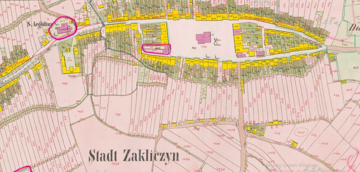 Zakliczyn na austriackiej mapie katastralnej z 1848 roku