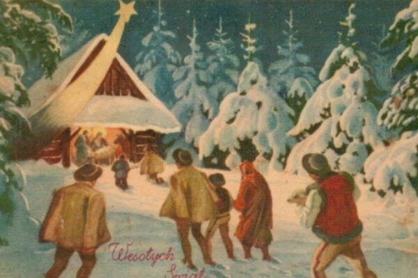 Stara kartka bożonarodzeniowa - Wesołych Świąt