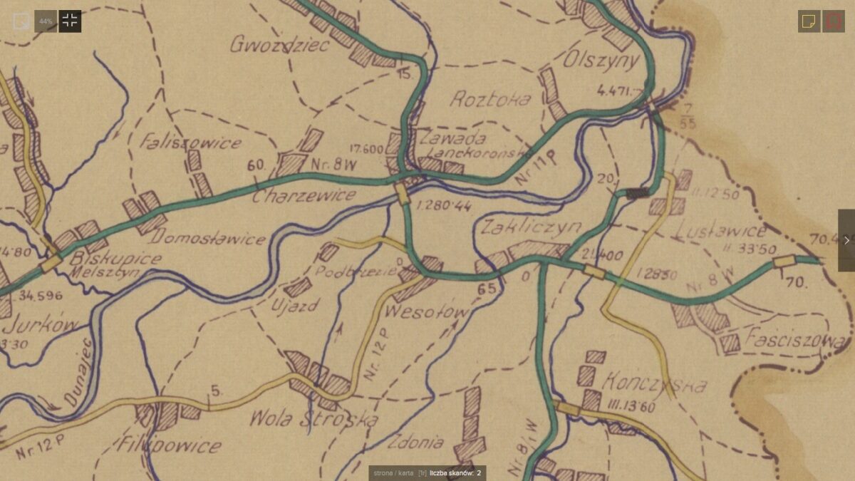 Zakliczyn i Okolica na mapie z 1938 roku