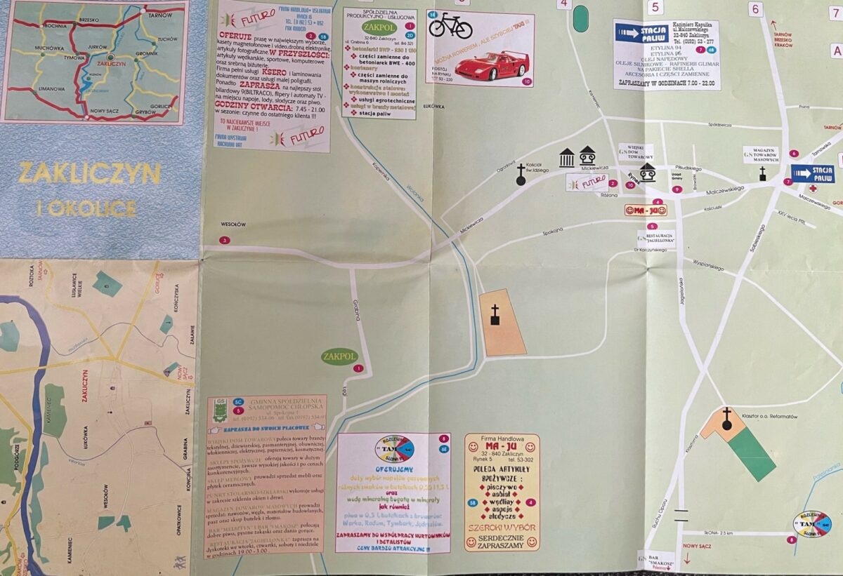 Plan Zakliczyna z lat 90 -tych XX wieku z arch. W. Grzegorczyk