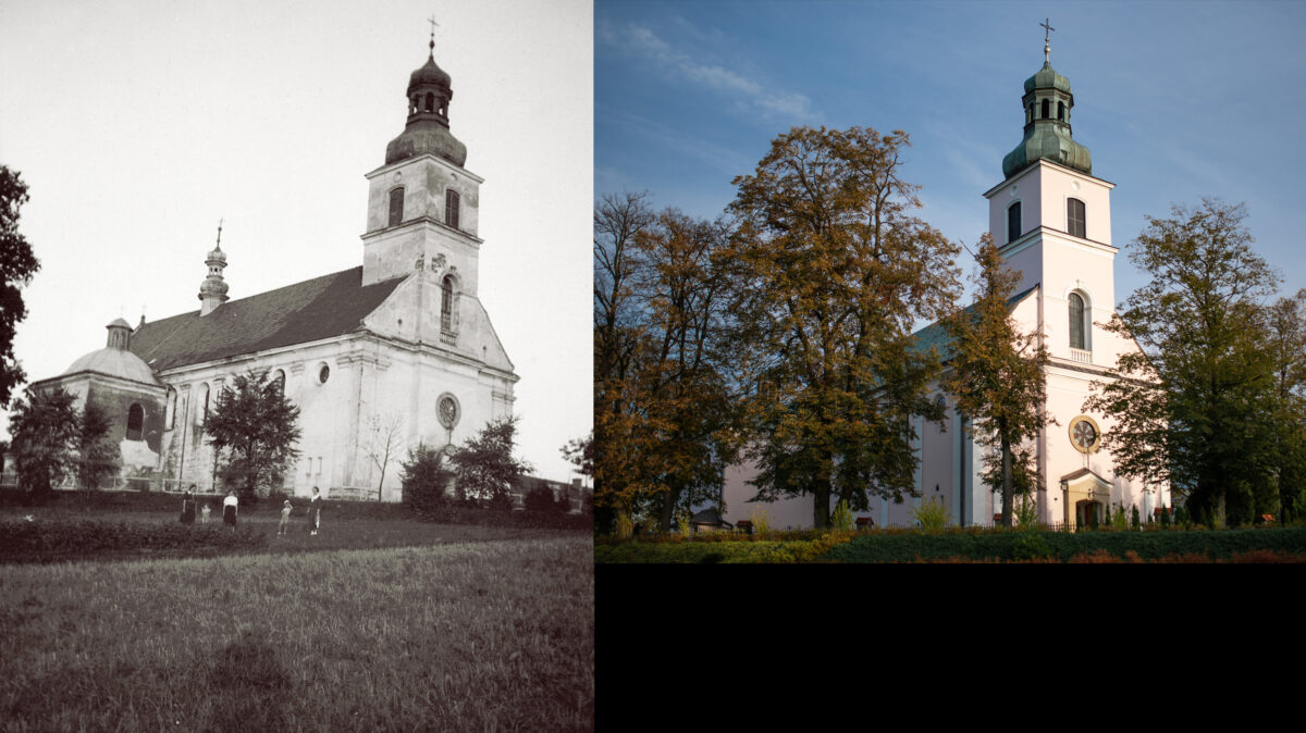 Kosciol widok od Wesolowa stare i nowe