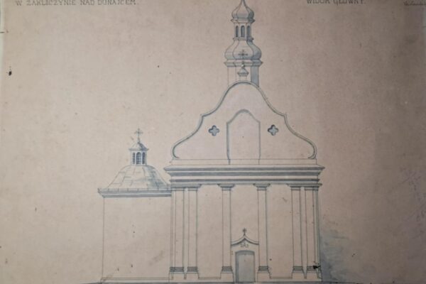 Na zdjęciu poniżej unikatowy rysunek inwentaryzacyjny zakliczyńskiego kościoła z 1912 roku, sprzed jego wydłużenia w stronę zachodnią i dobudowy wieży! 12 kosciol