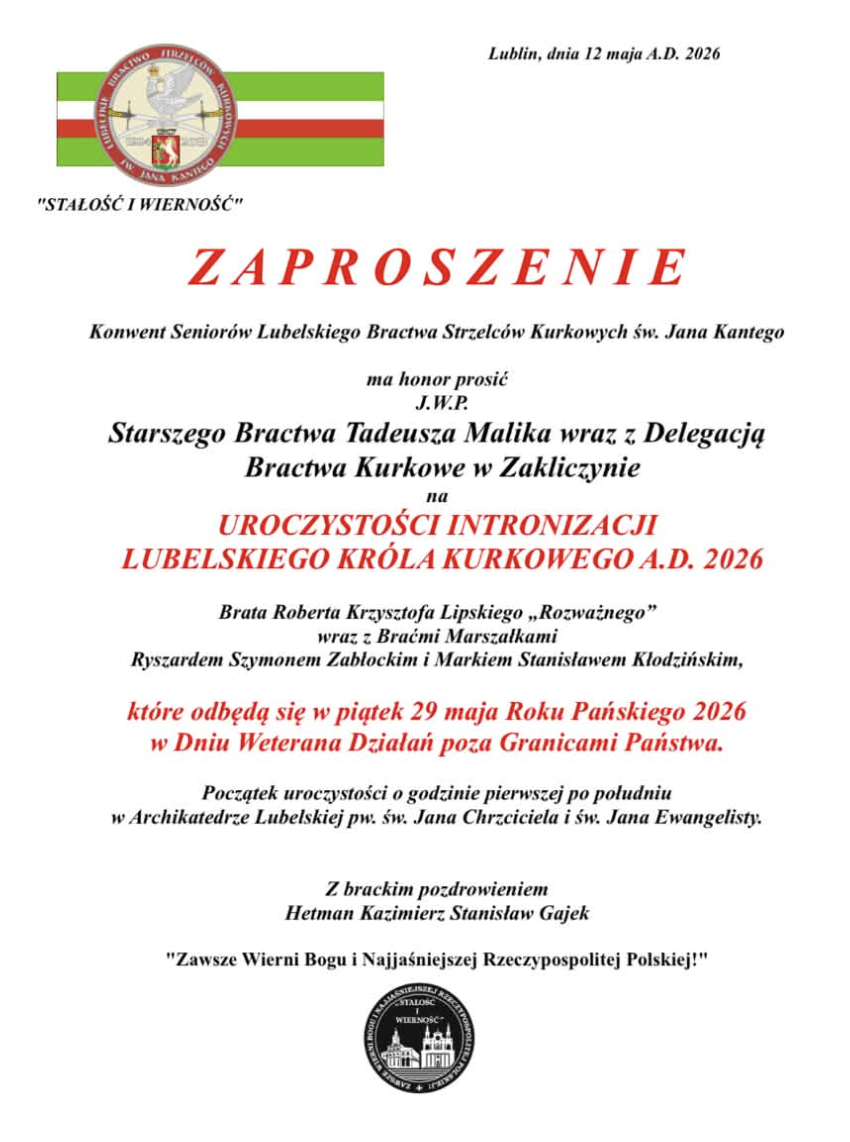 Delegacja zakliczyńska na Intronizacji Lubelskiego Króla Kurkowego AD 2026 5 Zrzut ekranu 2026 05 30 o 07.39.32